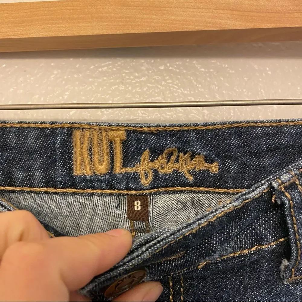 KUT from the Kloth Bermuda long Jean denim dark Wash mid rise Shorts 8